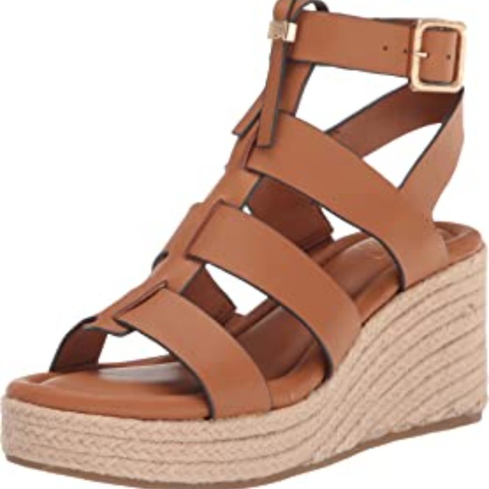 Franco Sarto Women's Palms Brown Leather Gladiator Wedge Sandals Shoes  Size 7.5